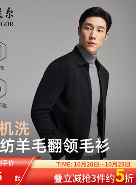 雅戈尔开衫款翻领毛衫