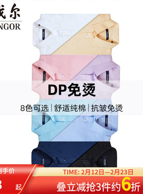 雅戈尔长袖衬衫春新款DP免烫商务休闲上班纯棉牛津纺衬衣