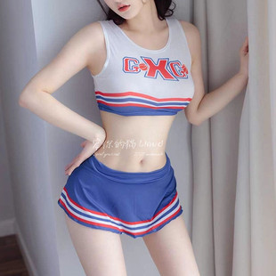 宠你的猫：柔滑露腰啦啦队衣服COS制服紧身衣套装性感超短裙睡衣