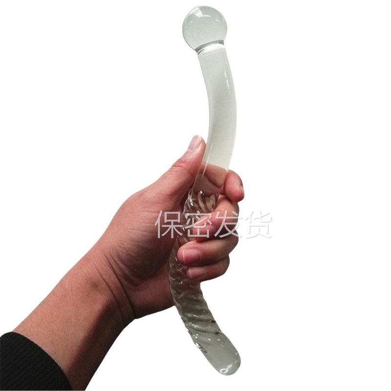 私密解压按摩玻璃榜榜长款水晶放松玩具 玻璃女用器 按摩器局部玩