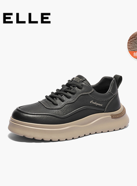 百丽男鞋厚底休闲鞋男冬季新款户外工装板鞋加绒皮鞋A1790DM4