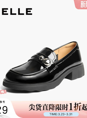 百丽厚底复古乐福鞋女春夏新款黑色小皮鞋深口单鞋子E1G1DCA5