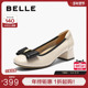 子粗高跟鞋 女春季 新款 百丽女鞋 真皮不累脚妈妈浅口单鞋 D8Q1DAQ5