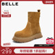 百丽女鞋 短靴子B2908DD5 休闲工装 真皮厚底英伦风马丁靴女冬季 新款