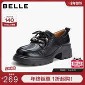 子系带厚底牛津鞋 秋季 新款 百丽女鞋 增高复古学院风单鞋 B2938CM5