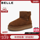 百丽保暖厚底增高雪地靴子女冬新商场款 毛毛棉鞋 休闲短靴F3C1DDD5