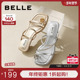 女交叉带鞋 百丽女鞋 子BYV30BT4 新款 可外穿凉拖鞋 法式 平底拖夏季