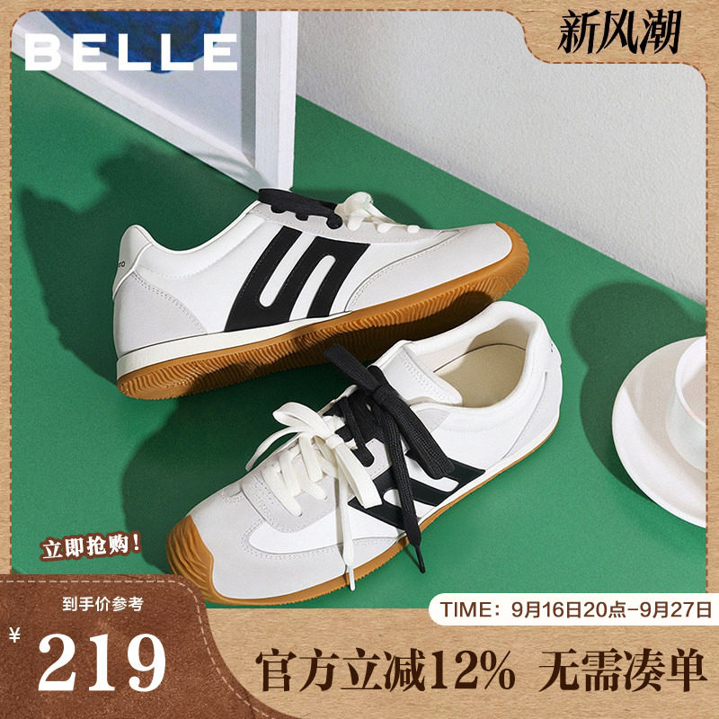 休闲鞋德训阿甘百丽女鞋鞋带美式图片