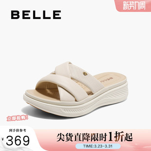 休闲舒适凉拖鞋 子沙滩外穿拖鞋 女夏季 妈妈鞋 D6N1DBT5 新款 百丽女鞋