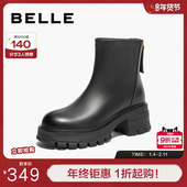 弹力靴加绒保暖时装 百丽女靴厚底显瘦瘦靴新款 冬季 靴短靴B2237DD4