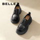 黑色小皮鞋 百丽女鞋 子B1Q1DCM4 新款 乐福鞋 厚底牛津鞋 女春夏季