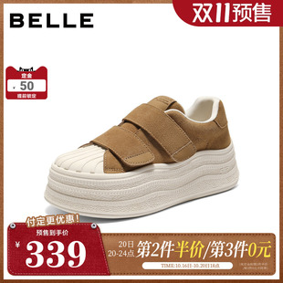 【双11预售】百丽复古小白板鞋新棉鞋加绒毛毛面包鞋B2919CM5