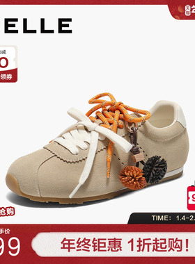 百丽薄底双鞋带阿甘芭蕾德训鞋女秋季新款休闲运动鞋子E2M1DCM5