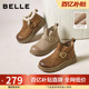 款 百丽加绒保暖棉鞋 休闲靴子女冬季 真皮厚底切尔西短靴E5D1DDD5