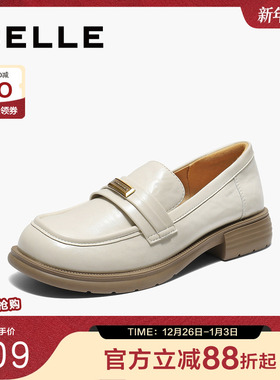 百丽英伦风平底乐福鞋女2025年秋季新款软底黑色小皮鞋B2774CA5