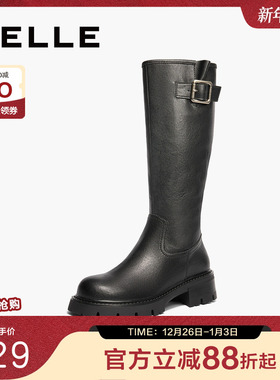 百丽女靴子厚底高长靴冬季新款西部靴显瘦长筒靴骑士靴B2136DG4