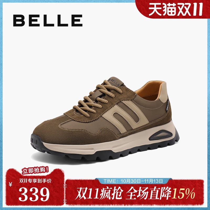 百丽男鞋休闲鞋秋季新款户外慢跑鞋阿甘鞋加绒德训运动鞋A1723CM4