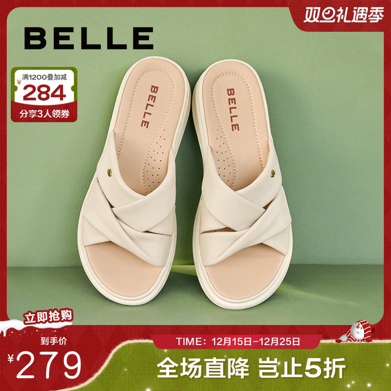 百丽沙滩鞋厚底拖鞋女20