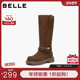百丽复古高长靴西部骑士靴加绒厚底增高筒美拉德瘦瘦靴E8J2DDG5