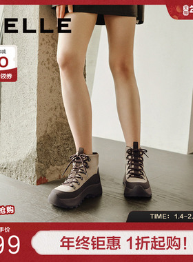 百丽女鞋子厚底高帮鞋冬季新款户外休闲马丁靴短靴B8B1DDD4