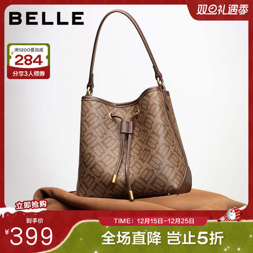 百丽包包女2025秋新复古休闲单肩斜挎手提菜篮子水桶包X2052DX5