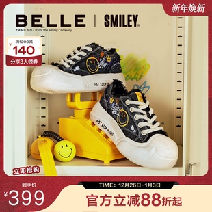 子休闲板鞋 女鞋 3ZJC4CM5 新款 百丽SMILEY联名流浪玩家帆布涂鸦鞋