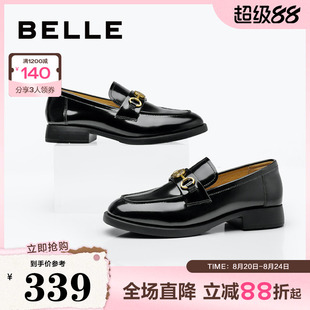 真皮平底单鞋 百丽复古英伦风乐福鞋 新款 女鞋 A5Y1DAA4 子春季