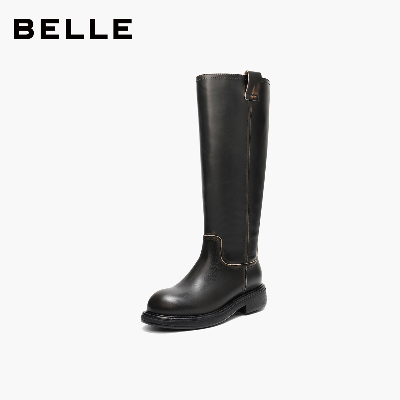 百丽女鞋复古真皮高长靴骑士靴女冬季新款厚底显瘦长筒靴F2U1DDG5,女鞋,骑士靴,淘宝优惠券,粉丝福利购,淘宝优惠卷
