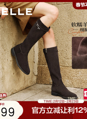 田曦薇章若楠同款百丽双子星骑士高长筒靴冬加绒显瘦靴子E4F1DDG5