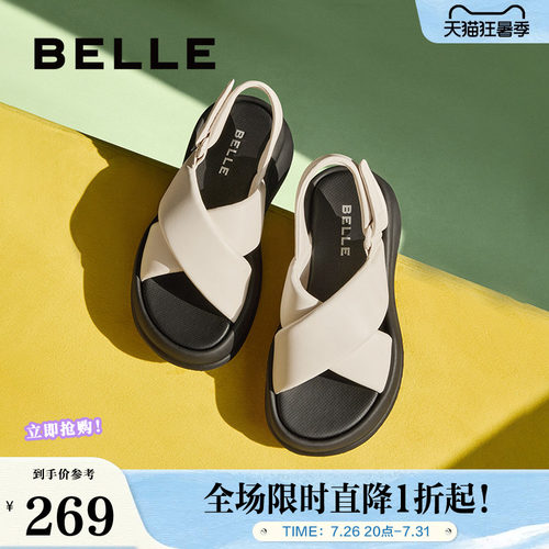 休闲百丽厚底女鞋凉鞋新款鞋子