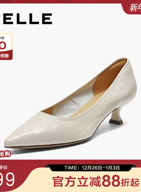 百丽女鞋优雅单鞋女2025秋新商场同款柔软羊皮浅口高跟鞋L8014CQ5