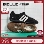 周雨彤同款 子E2Q1DC 运动黑色鞋 百丽赛车运动玛丽珍红色德训鞋 新款