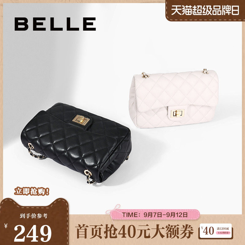 百丽包包女时尚百搭秋冬黑色小香风链条包单肩包斜挎包X5083CX1