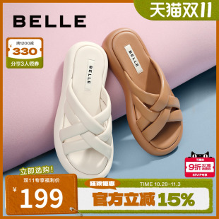 百丽女鞋 膨膨拖女鞋 子凉拖鞋 新款 3R339BT3 外穿夏季 深夜徐老师推荐