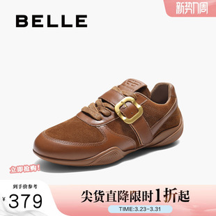 秋季 德训鞋 新款 赛车鞋 E3N1DCM5 百丽女鞋 休闲鞋 子复古搭扣阿甘鞋