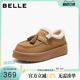 保暖加绒棉鞋 百丽女鞋 新款 女冬季 雪地靴子B2827DM5 厚底增高毛毛鞋