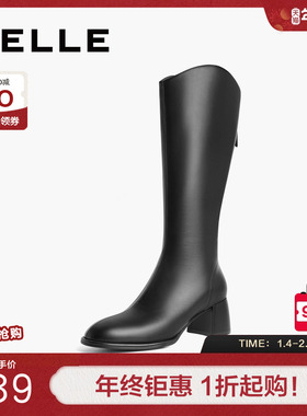 百丽女靴显瘦弹力靴冬季新款显高靴子骑士靴高跟长筒靴A2L1DDG3