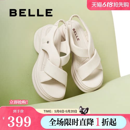 凉鞋百丽女厚底老爹新款沙滩鞋子