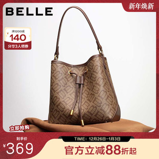 百丽包包女2025秋新复古休闲单肩斜挎手提菜篮子水桶包X2052DX5