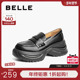 女春季 新款 黑色小皮鞋 百丽厚底增高运动乐福鞋 深口单鞋 子D2T1DAA5