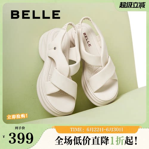 凉鞋百丽女厚底老爹新款沙滩鞋子