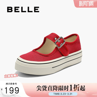 浅口单鞋 新款 子B2836CQ5 女秋季 百丽厚底复古休闲运动玛丽珍鞋