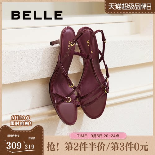 婚鞋百丽高跟女鞋凉鞋法式新款
