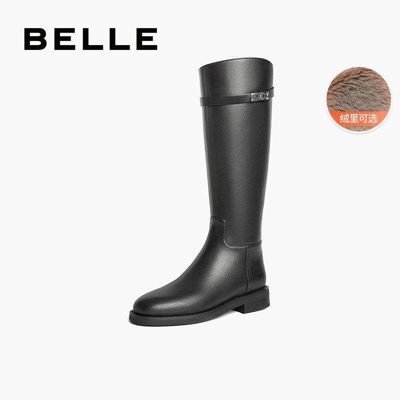 百丽厚底骑士靴女靴子冬新弹力靴加绒黑色高长筒靴棉鞋B2160DG4,女鞋,骑士靴,淘宝优惠券,粉丝福利购,淘宝优惠卷