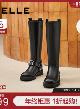 百丽厚底骑士靴女新款冬季显瘦高长靴长筒西部靴子B2171DG4