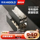 铝合金碗碟篮304不锈钢橱柜阻尼拉篮 悍高厨房橱柜拉篮双层抽屉式