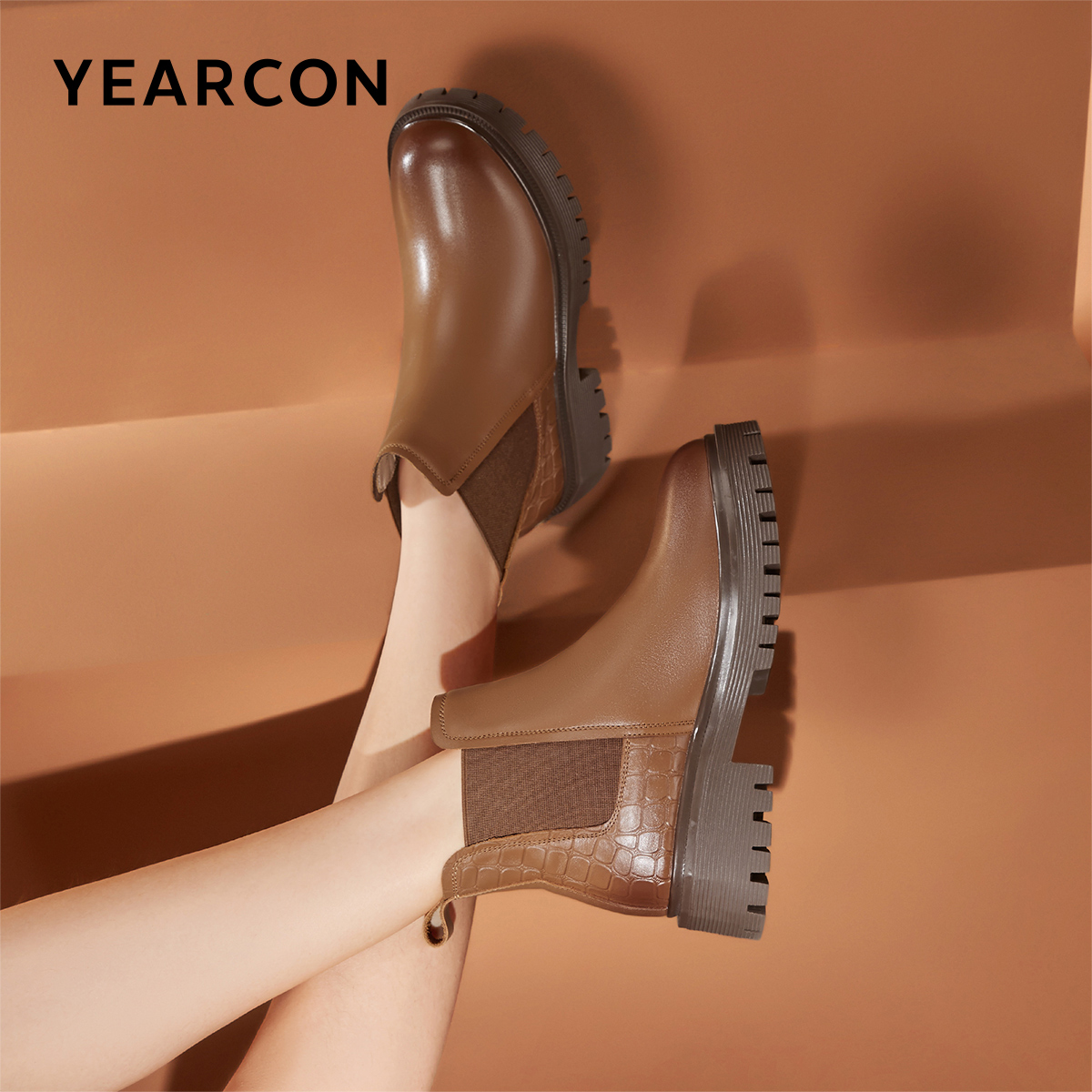 意尔康官方正品女靴马丁靴加绒棉靴切尔西短靴百搭冬季棉鞋保暖