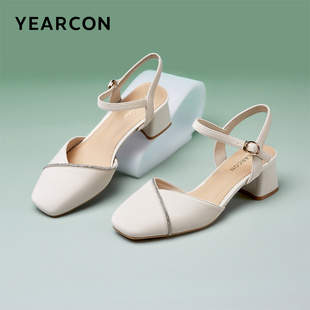 意尔康官方旗舰店女鞋时装凉鞋中后空极简风夏季日常浅口