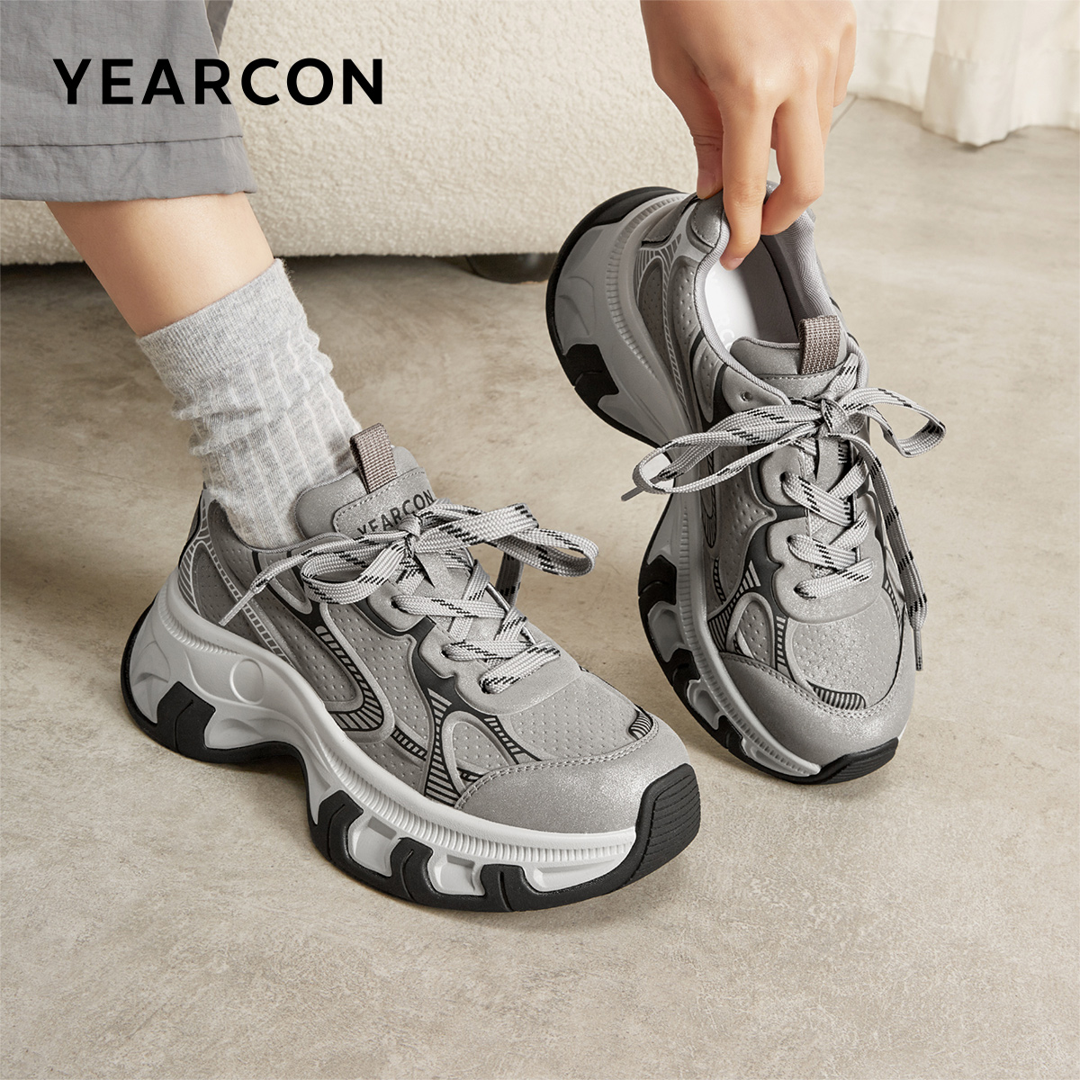 意尔康官方正品女鞋老爹鞋轻便百搭时尚休闲鞋厚底运动鞋