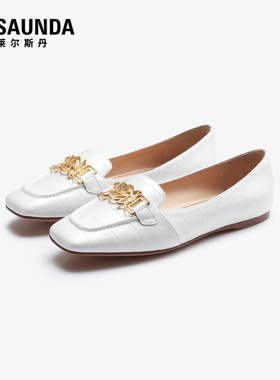 【达播专属】莱尔斯丹2024春季新款饰扣方头乐福鞋女单鞋5M06803